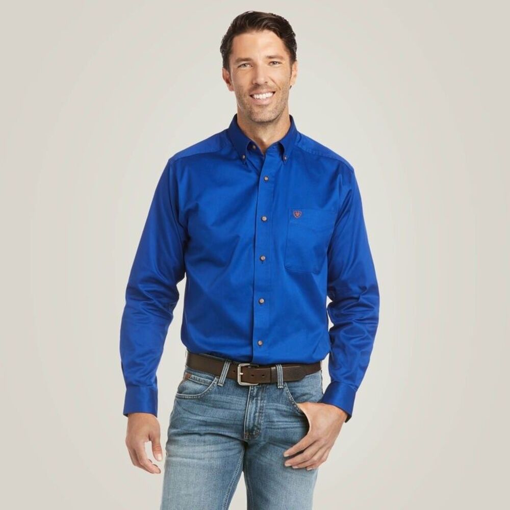 Ariat Men's Solid Twill Shirt Sz Small Ultramarine.